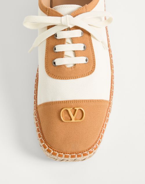 Valentino Garavani - Palm Avenue Espadrilles Aus Canvas Und Büffelleder - Elfenbein - Mann - Loafers Und Drivers